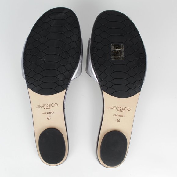 NEW JIMMY CHOO Naya Embellished Metallic Slide | Luxe Summer Party Sandals - Picture 15 of 16